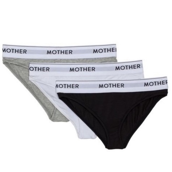 MOTHER denim the drawers underwear 3 pack black white gray panties branded band - Picture 2 of 5
